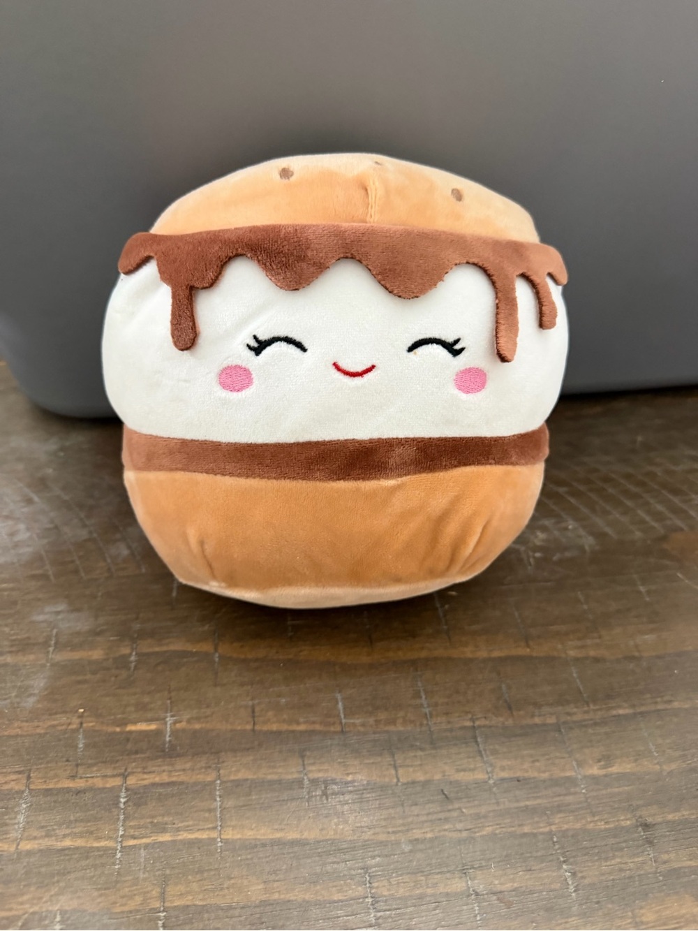 Plush Dessert Pillow - Brown & White Smiling S'mores Plush